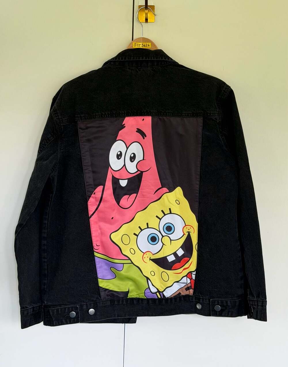 Nickelodeon Spongebob and Patrick Black Denim Jacket Adult Medium - Picture 9 of 10